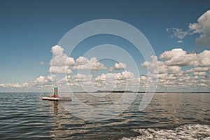 Water navigational sign in the water