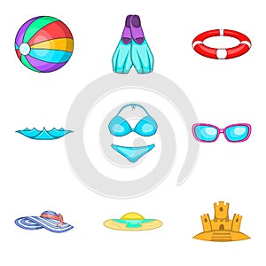 Water occupation icons set, cartoon style