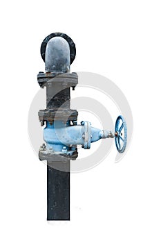 Water old pipe valve on isolated.