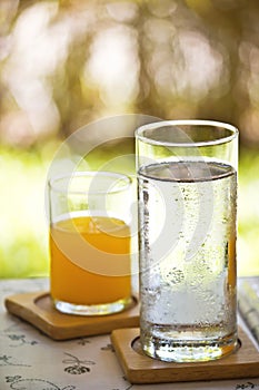 Water and orange juice