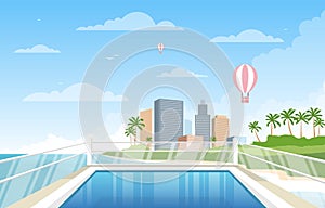 Water Outdoor Swimming Pool Hotel City Relax View Illustration
