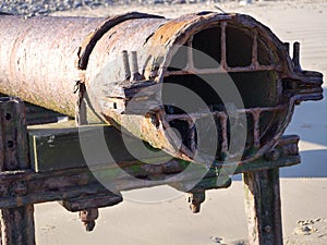 Water overflow outlet on Redcar beach