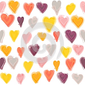 Water painted heart seamless pattern.