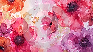 Water painting picture about abstract colourful flower facing to light. AIGX01.