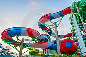 Water park aquapark slide spiral pipeline tunel amusement fun attraction