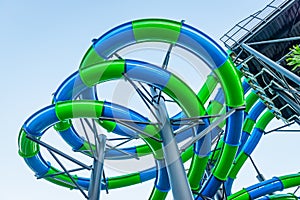 Water park aquapark slide spiral pipeline tunel amusement fun attraction