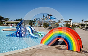 Water park, the hills for the youngest children in the form of a rainbow