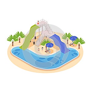 Water Park Isometric Composition
