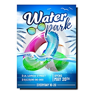 Water Park Leisure Promo Brochure Banner Vector
