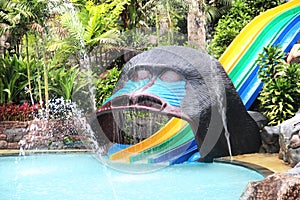 Water park slides. colorful children's slide