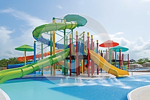 water park with a variety of slides, including the classic tube slide and the twisty funnel slide