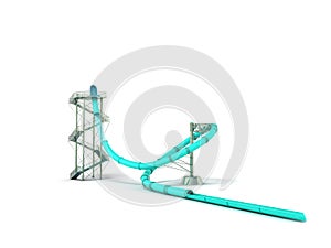 Water park water attraction perspective 3d render on white background