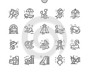 Water Park Well-crafted Pixel Perfect Vector Thin Line Icons 30 2x Grid for Web Graphics and Apps.
