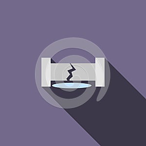 Water pipe broken icon, flat style