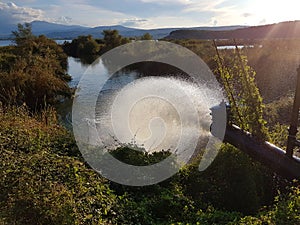 Water pipe flow with pressure waste in the lake of ioannina