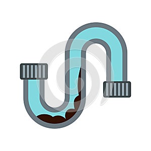 Water pipe icon, flat style