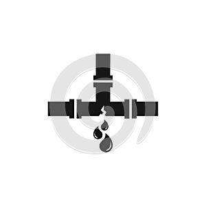 Water pipe leakage icon vector illustration