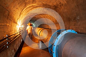 Water pipe or pipeline in a mountain tunnel
