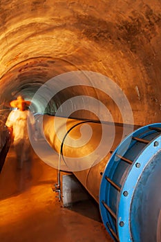 Water pipe or pipeline in a mountain tunnel