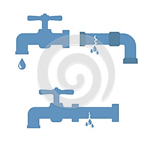 Water pipe tap faucet broken icon