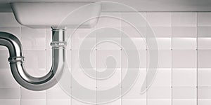 Water pipes under sink. 3d illustartion