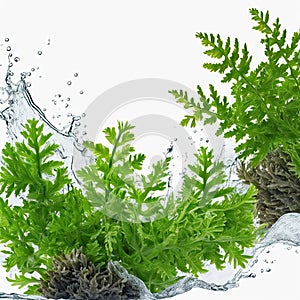water plants, isolated in front of a white background, AI generated