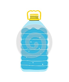 Water in plastic bottle, gallon element clipart in flat line style. Hand drawn vector illustration,  cartoon sketch. Fashion cute