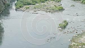 Water pollution of Bagmati River in Kathmandu, Nepal.