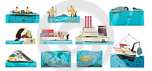 Water Pollution Icon Set