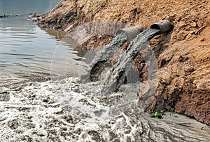 Water pollution in river.