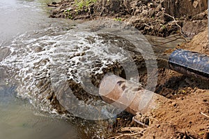 Water pollution in river