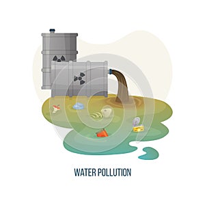 Water Pollution River with Sewer and Dirt Waste