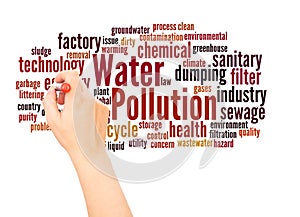 Water pollution word cloud hand writing concept