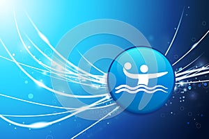 Water Polo Button on Blue Abstract Light Background