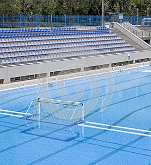 Water polo goal at the outdoor swimming pool