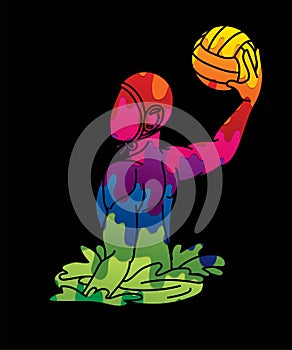 Water Polo player cartoon graphic vector