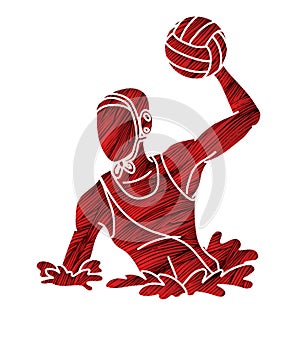 Water Polo player cartoon graphic vector