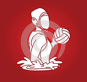 Water Polo player cartoon graphic vector