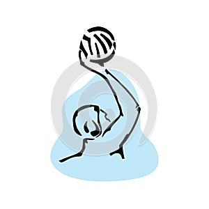 Water polo player. Hand drawn icon