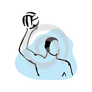 Water polo player. Hand drawn icon