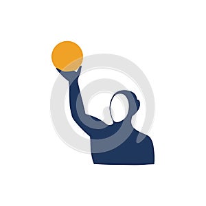 Water polo player. Hand drawn icon on white background