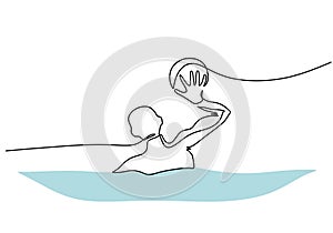 Water Polo Player Minimalist Vector Illustration, Athlete Engaged in Water Polo Game