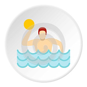 Water polo player in swimming pool icon circle