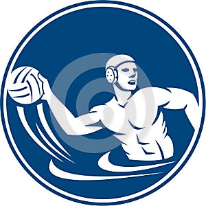 Water Polo Player Throw Ball Circle Icon