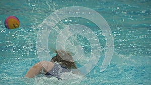 Water polo women slow motion