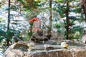 Water pond, Tradition for hands washing before entering the temp