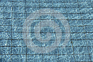 Water in the pool with blue tiles