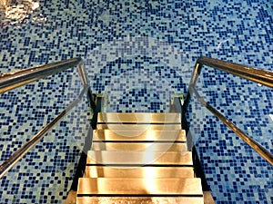 Water pool stairs indoors