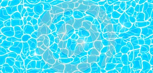 Water pool texture bottom vector background, ripple and flow with waves. Summer blue aqua swiming seamless pattern. Sea photo