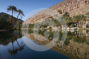 Water pools in Wadi Bani Khalid, Oman photo